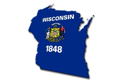State of Wisconsin with Flag