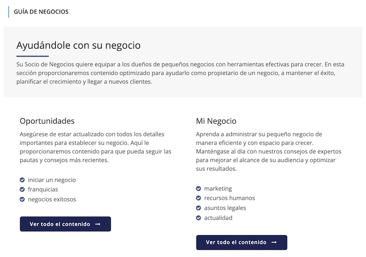 su socio de negocios website offers business guide information