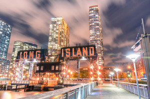 Long Island New York Sign and Skyline