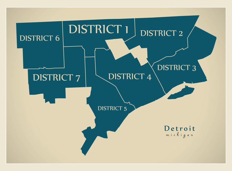 Detroit Michigan district map