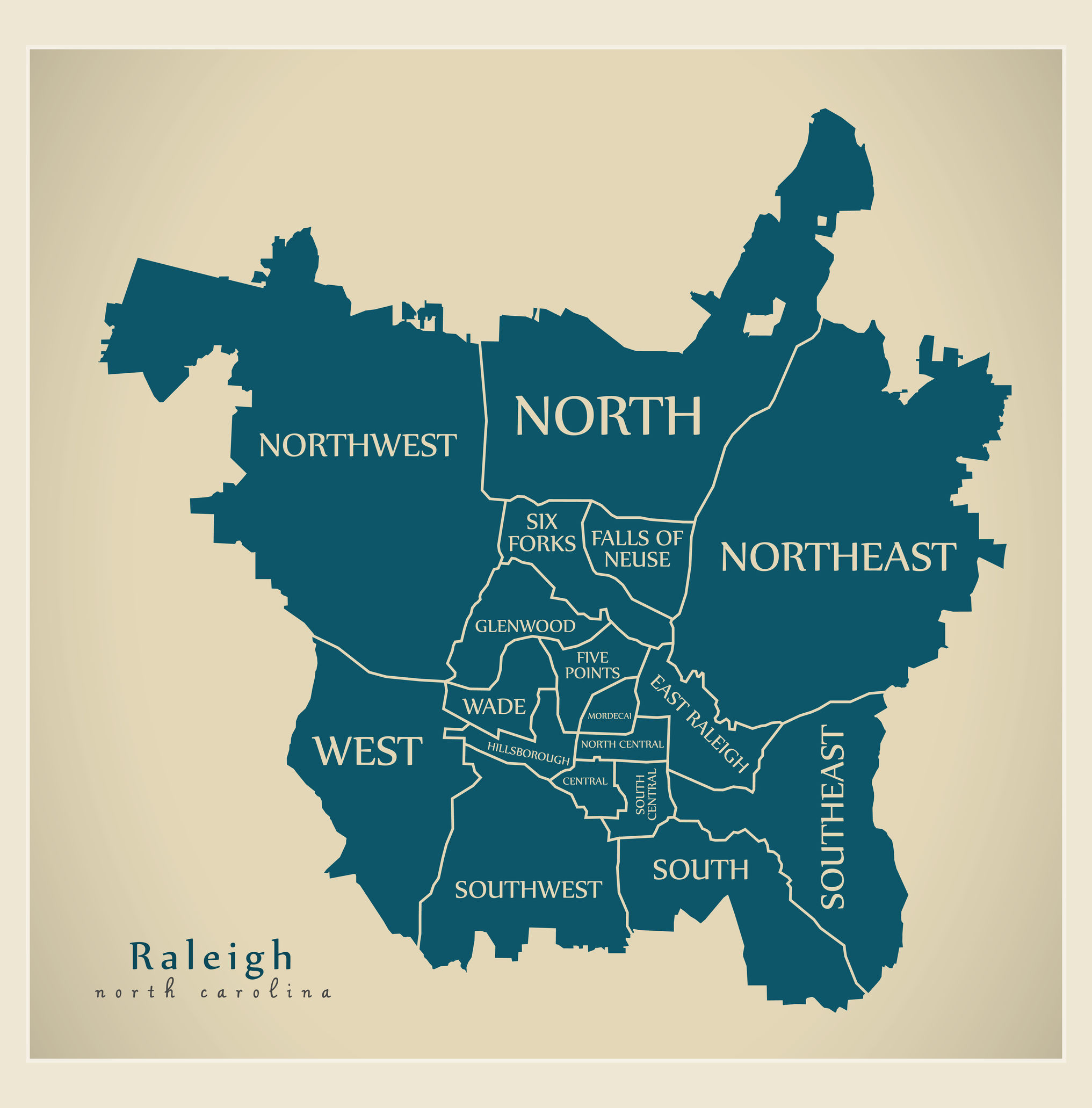 Raleigh North Carolina neighborhoods map