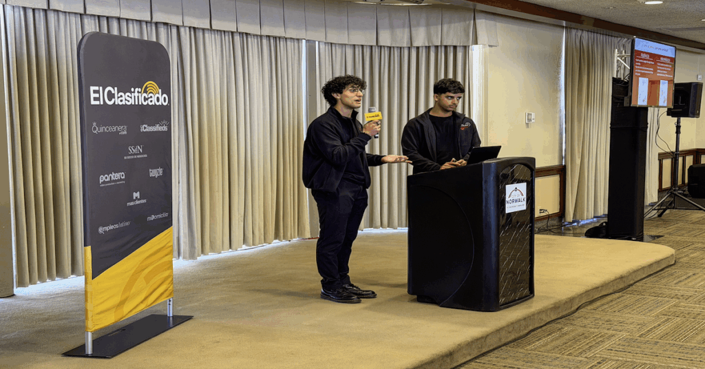 Students from UCLA discuss stroke treatment resources with attendees at a community health fair in Norwalk, Los Angeles.